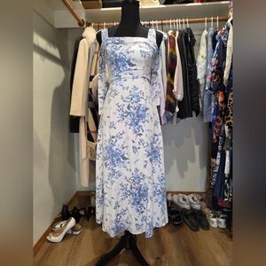 Floral Blue and White Dress